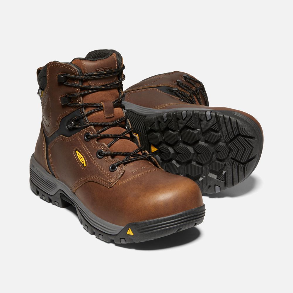 Botas de Trabajo Keen Mexico Marrom - Mujer Chicago 6\" Waterproof (Carbon-Fiber Toe) - WJ9530827